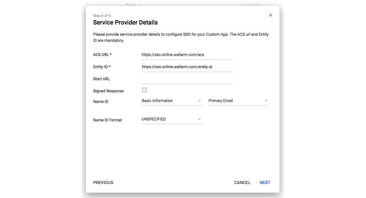 Filling in service provider information