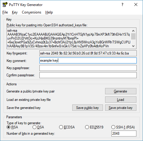 Generating SSH keys using PuTTYgen