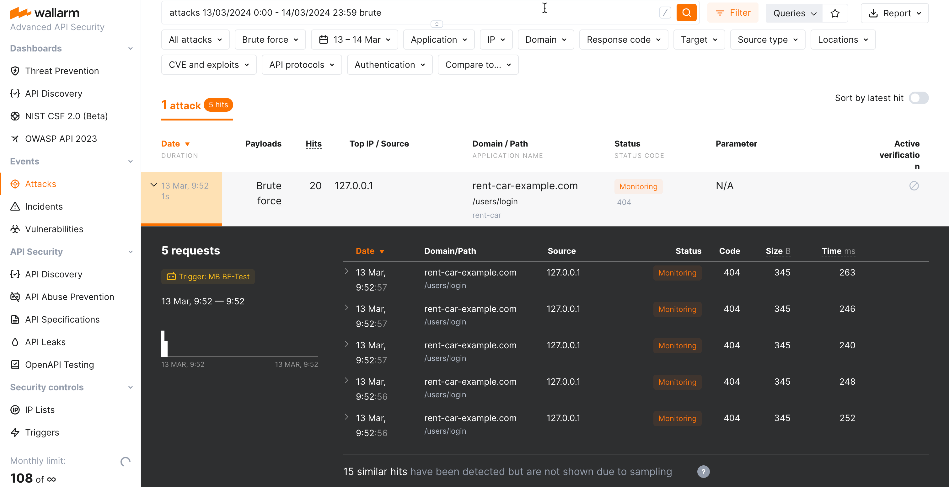 Brute force attack in the interface