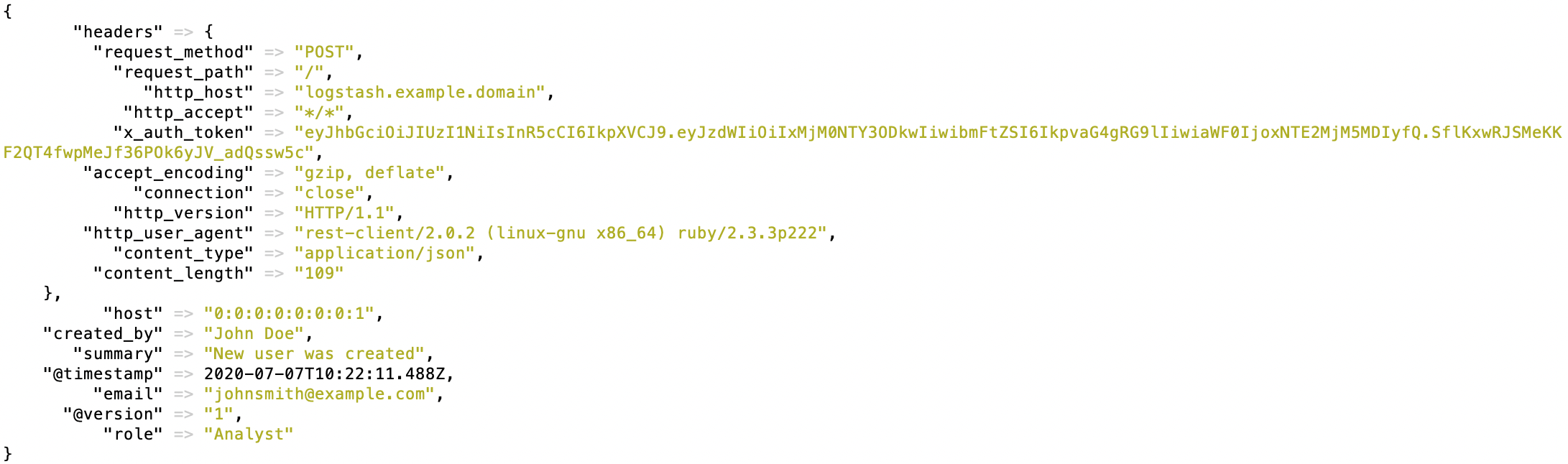 Log about new user in QRadar from Logstash