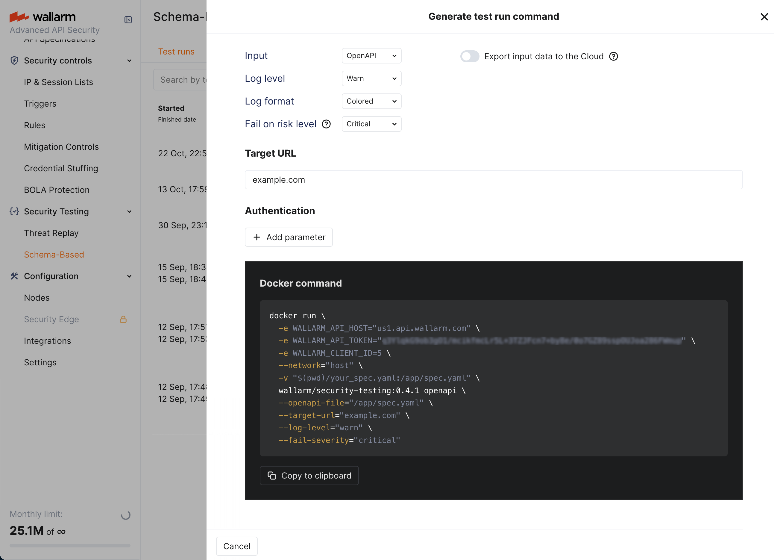 Schema-Based Testing - generate test run command wizard